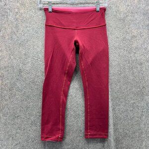Lululemon Leggings Women 4 Red High Rise Yoga Pants Athletic  Training Wunder